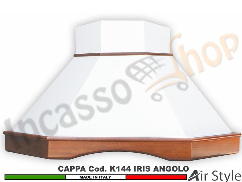 Cappa Angolo IRIS 103X103 Legno Frassino o Tiglio Verniciata + MOTORE 420 m³h