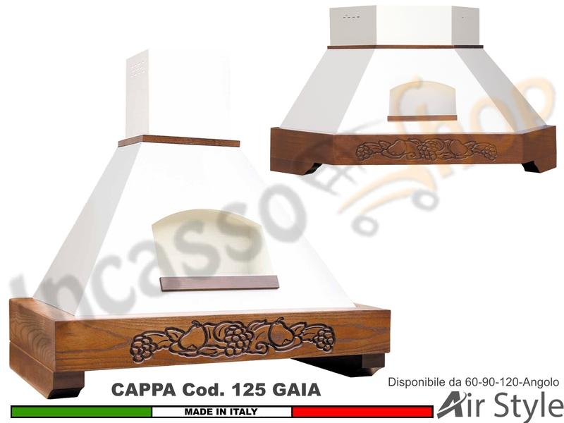 Cappa Rustica GAIA 60/90/120/Angolo Legno Frassino/Tiglio Grezza + MOTORE 420 m³