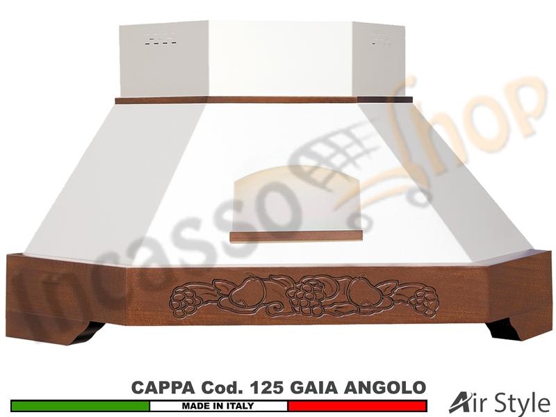 Cappa Angolo GAIA 103X103 Legno Frassino o Tiglio Grezzo + MOTORE 420 m³/h