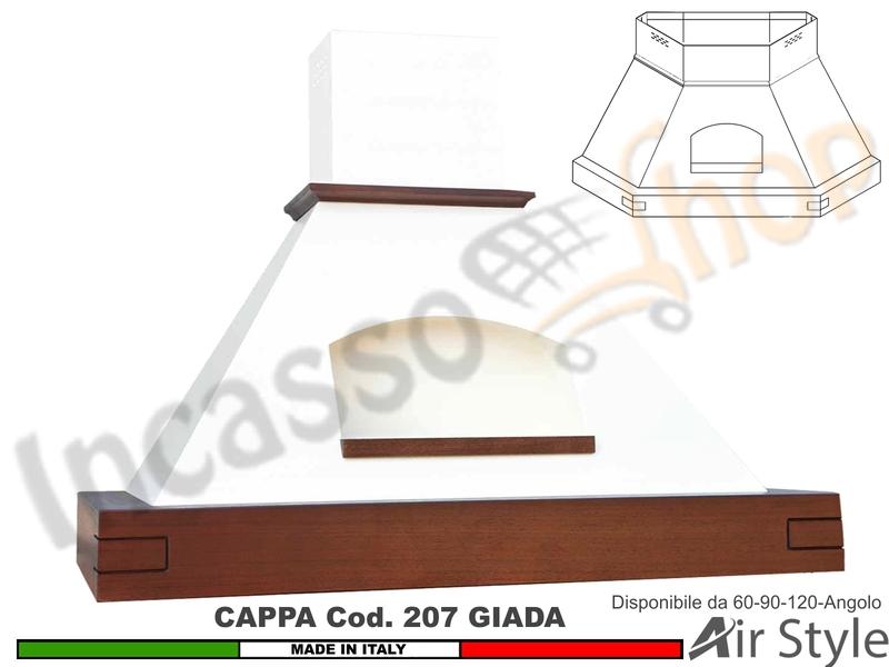 Cappa Rustica GIADA 60/90/120/Angolo Legno Frassino/Tiglio Verniciata + MOTORE 420 m³