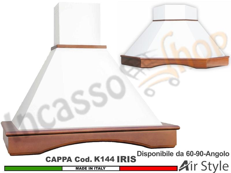 Cappa Rustica IRIS 60/90/Angolo Legno Frassino/Tiglio Verniciata + MOTORE 420 m³