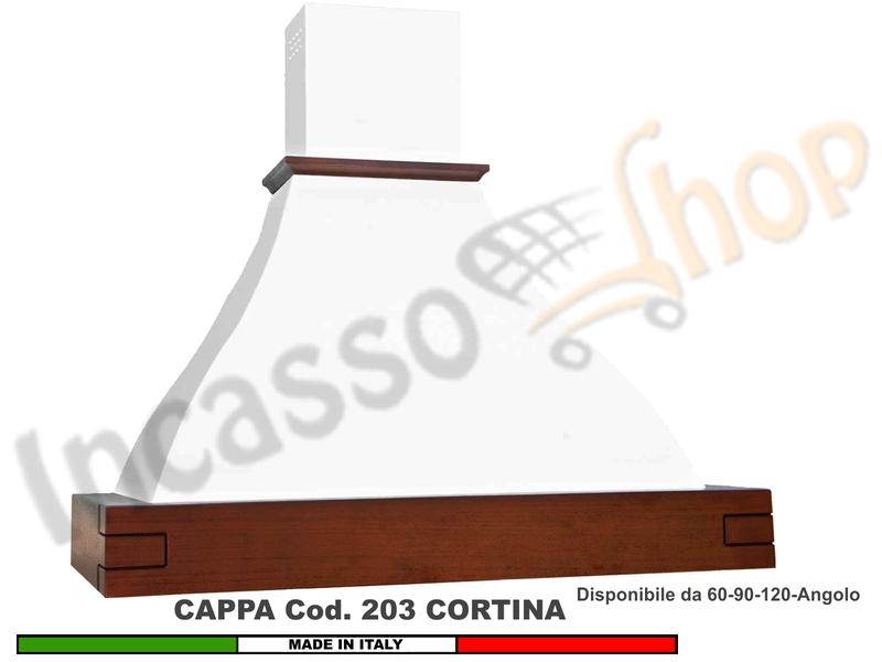 Cappa Rustica Cortina 60/90/120/Angolo Legno Frassino/Tiglio Verniciata + MOTORE 420 m³