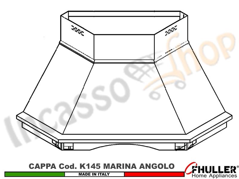 Cappa Angolo MARINA 103X103 Legno Frassino o Tiglio Grezzo + MOTORE 420 m³/h