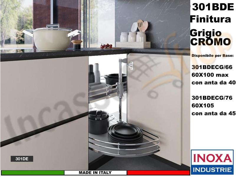 Cestello Mezzaluna Girevole x Base Min.100X60 Anta 40  Cromo Grigio