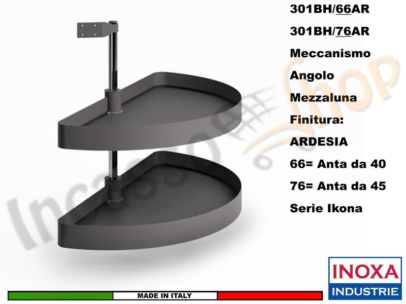 Kit 2 Cestelli Mezzaluna Girevoli x Base Min.100X60 Per Anta 40 Ardesia