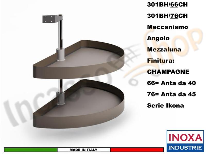 Kit 2 Cestelli Mezzaluna Girevoli x Base Min.100X60 Per Anta 40 Champagne