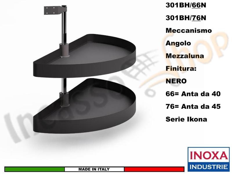 Kit 2 Cestelli Mezzaluna Girevoli x Base Min.100X60 Per Anta 40 Nero