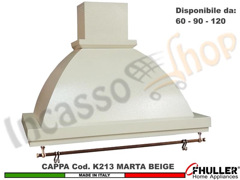 Cappa Parete Rustica Marta 60/90/120 con Tubo Rame + MOTORE 420 m³/h BEIGE