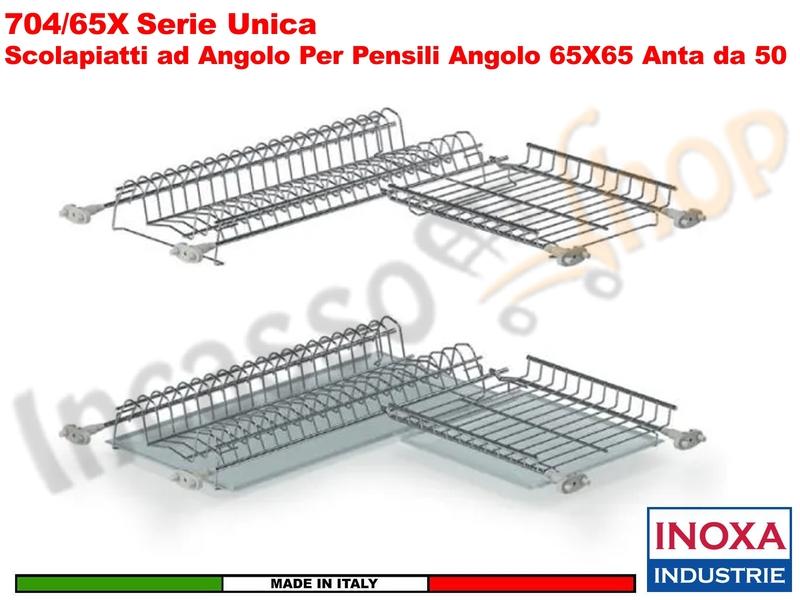 Scolapiatti Doppio Angolare Acciaio 704/XN per Pensile Angolo da 65X65