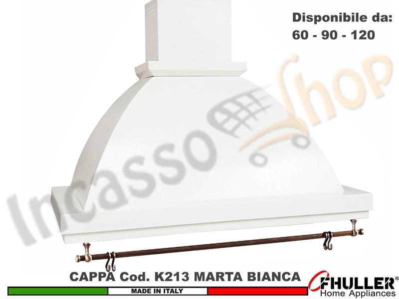 Cappa Parete Rustica Marta 60/90/120 con Tubo Rame + MOTORE 420 m³/h BIANCA