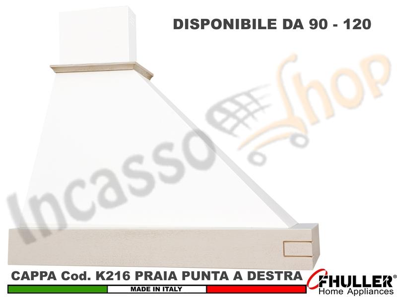 Cappa PRAIA 90 120 Legno Frassino/Tiglio Grezza + MOTORE 420 m³/h Punta DX