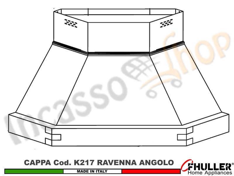 Cappa Angolo RAVENNA 103X103 Legno Frassino o Tiglio Verniciata + MOTORE 420 m3/h