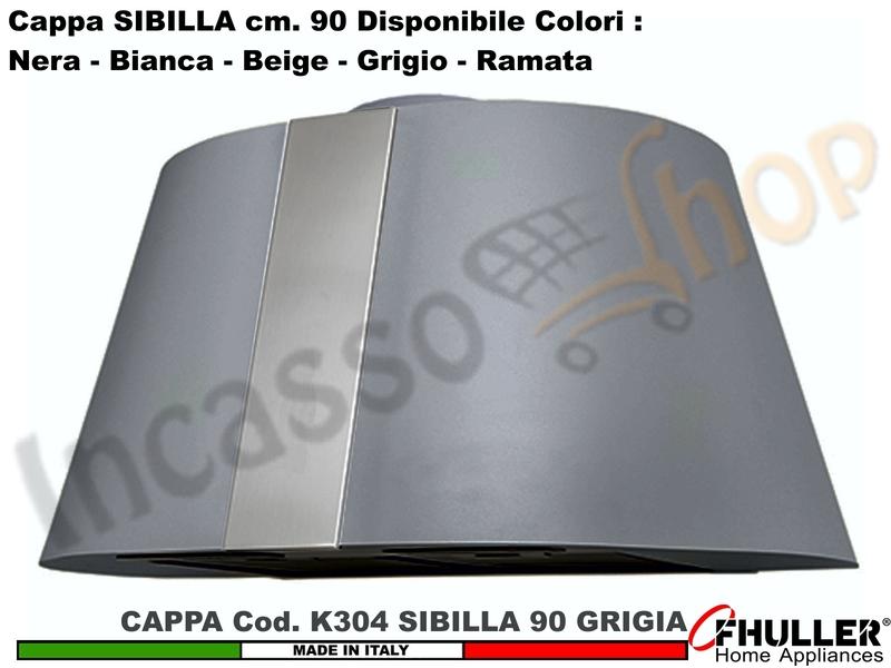 Cappa Cucina Parete Moderna 75 SIBILLA K304 GR Inox / Grigio + MOTORE 420 m³/h