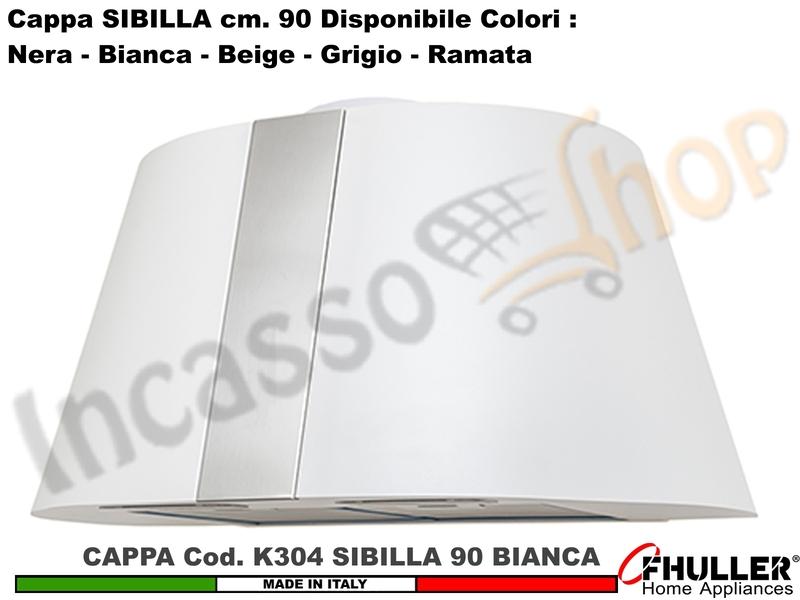 Cappa Cucina Parete Moderna 75 SIBILLA K304 BC Inox / Bianca + MOTORE 420 m³/h