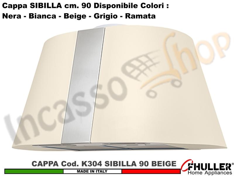 Cappa Cucina Parete Moderna 75 SIBILLA K304 BG Inox / Beige + MOTORE 420 m³/h