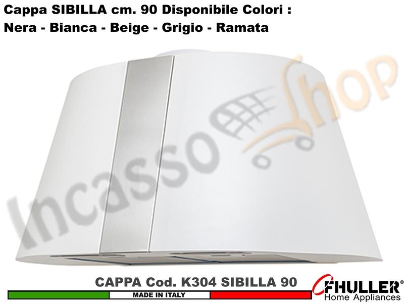 Cappa Cucina Parete Moderna 75 SIBILLA K304 Bianca/Beige/Grigio/Nera MOTORE 420 m³/h