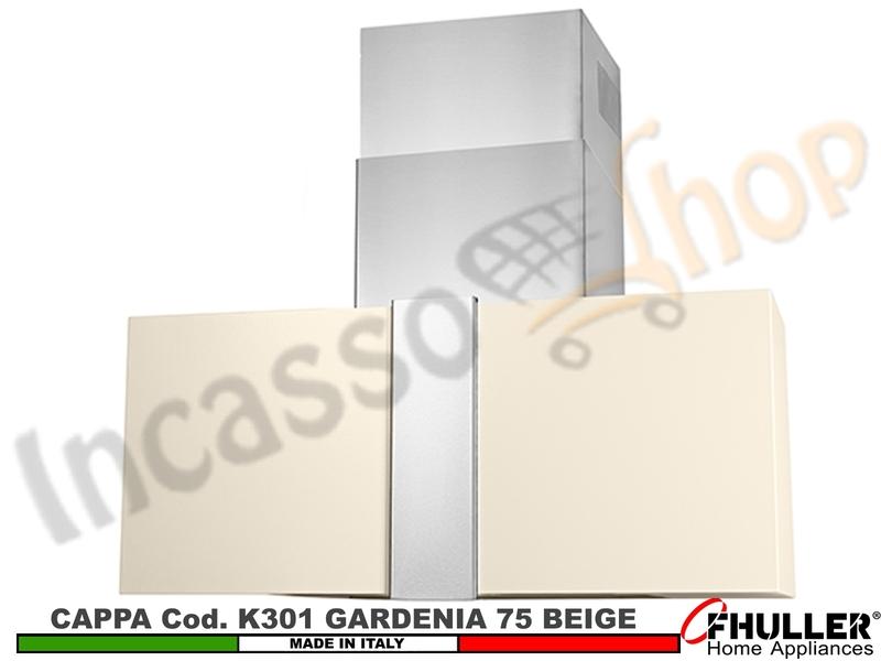 Cappa Cucina Parete Moderna GARDENIA K301/75BG Beige + MOTORE 420 m³/h Classe F