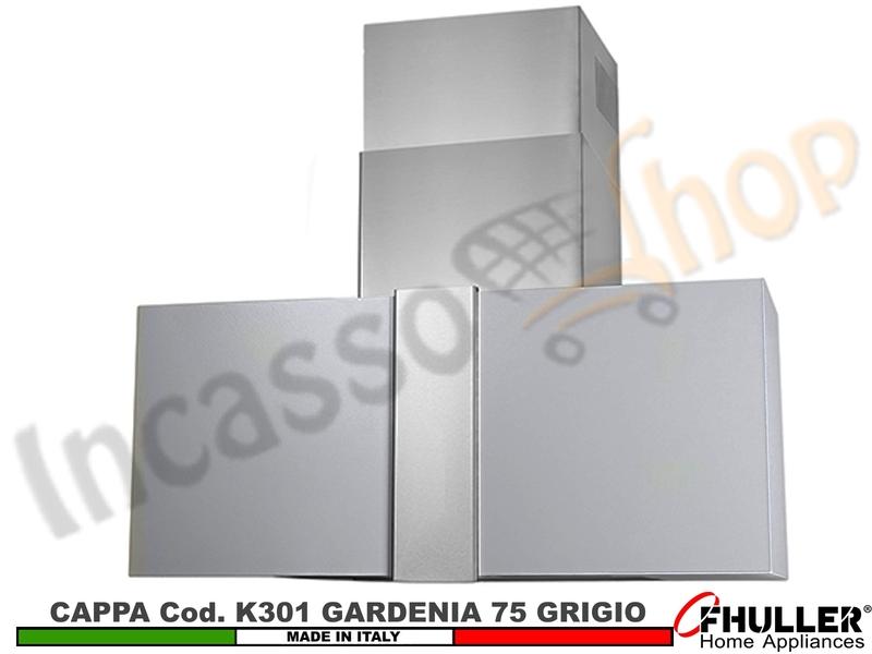 Cappa Cucina Parete Moderna GARDENIA K301/75GR Grigia + MOTORE 420 m³/h Classe F