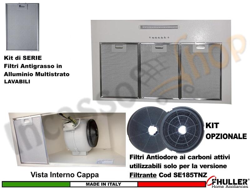 Cappa Cucina Parete Moderna da cm. 80 INFINITY K411 Verniciata Bianca - Beige - Grigia - Nera