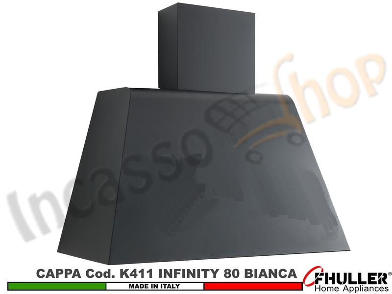 Cappa Cucina Parete Moderna da cm. 80 INFINITY K411 BC Verniciata Bianca