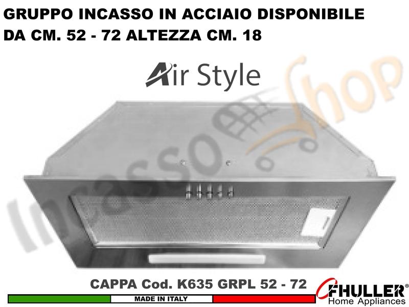 Cappa Gruppo incasso Cucina Moderna 52 - 72 Interno Pensile GRPL K 625 IX