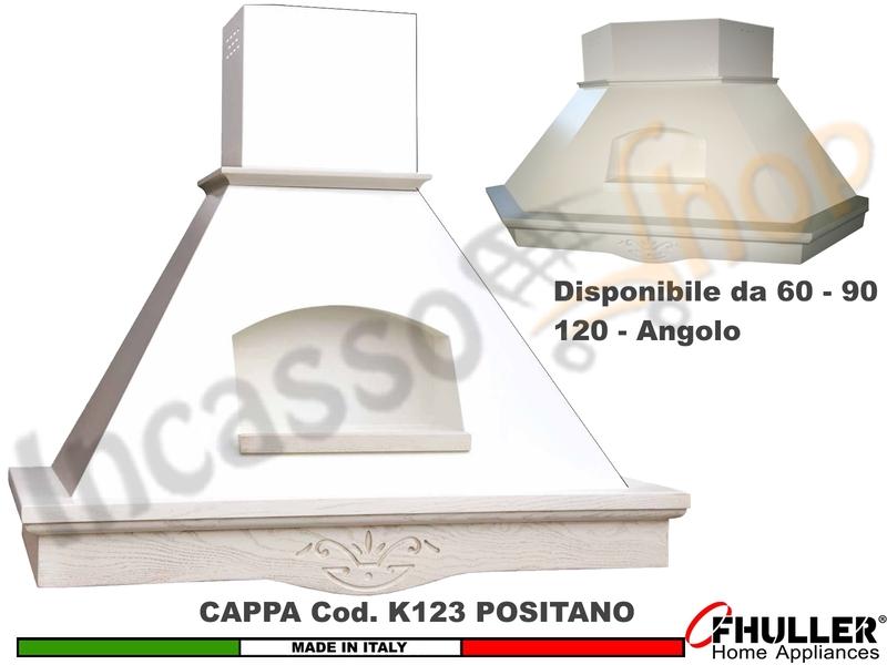 Cappa Parete Rustica POSITANO 60/90/120/Angolo Legno Frassino/Tiglio Verniciata + MOTORE 420 m³