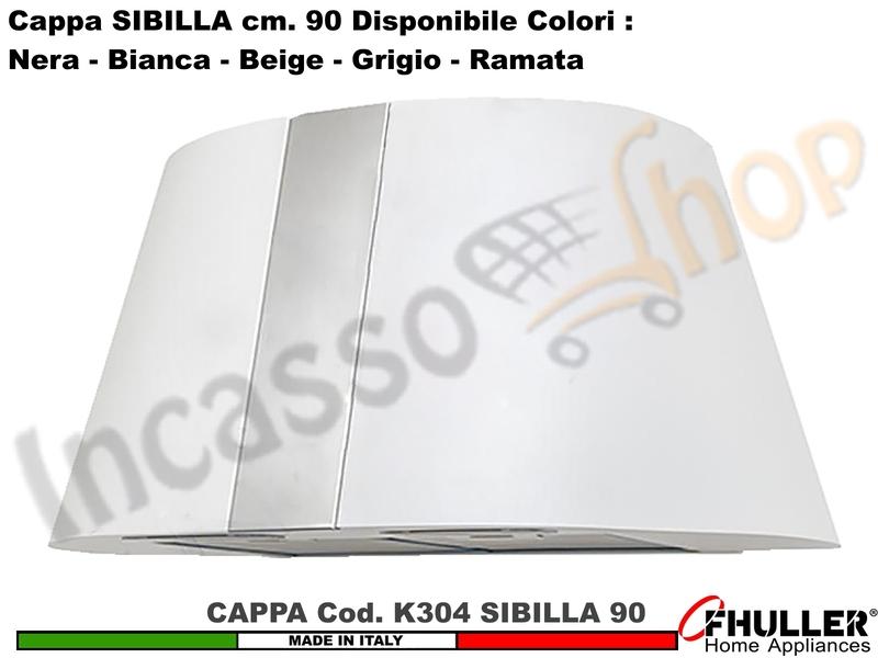 Cappa Cucina Parete Moderna 75 SIBILLA K304 Bianca/Beige/Grigio/Nera MOTORE 420 m³/h