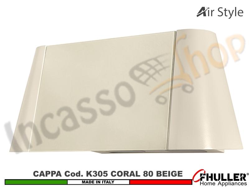 Cappa Parete Moderna 80 CORAL K305 BG  Verniciata Beige - Vetro Beige