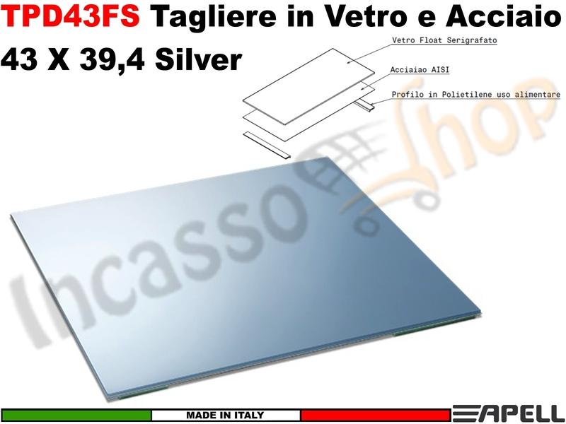 Accessorio Apell TPD43FS Cover Tagliere in Vetro cm.24X51,2 Silver