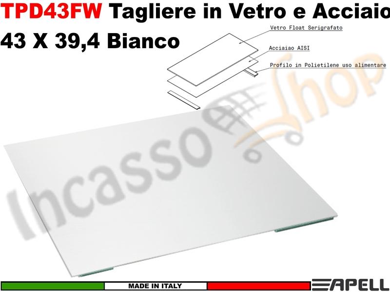 Accessorio Apell TPD43FW-1 Cover Tagliere in Vetro cm.24X51,2 Bianco