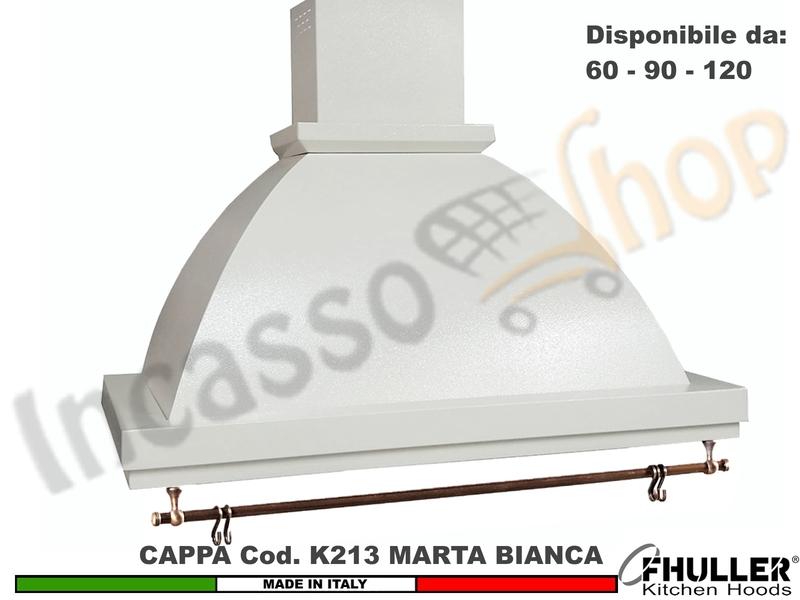 Cappa Parete Rustica Marta 60/90/120 con Tubo Rame + MOTORE 420 m³/h BIANCA